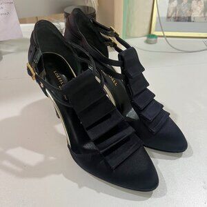 Loeffler Randall Black Satin Bow Heels – Size 6 Cocktail Party Wedding Heels